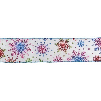 Northlight Blue and White Snowflakes Christmas Wired Craft Ribbon 2.5" x 16 Yards
