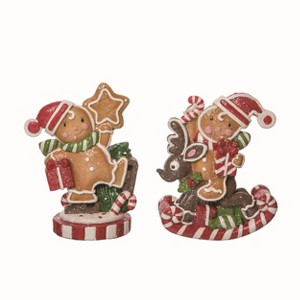 Transpac Resin Gingerbread Decor Set of 2 Christmas Home Decorations - 1 of 1