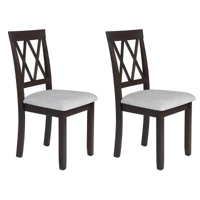 Rubber Wood Dining Chairs Set of 2, Upholstered Kitchen Chairs Side Stylish Kitchen Chairs with Solid Wood Legs and Padded Seat-Tanpinhause