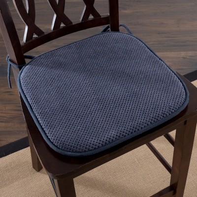 Memory Foam Chair-Cushion 16x 16.25 with Ties by Windsor Home - Blue