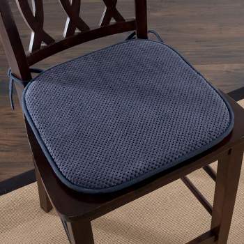 Memory Foam Chair Cushion - Great for Dining, Kitchen, and Desk Chairs - Machine Washable Pad with Ties and Nonslip Backing by Lavish Home (Navy)