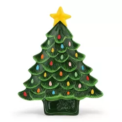 Mr. Christmas Ceramic Serving Tree Platter with Dip Section