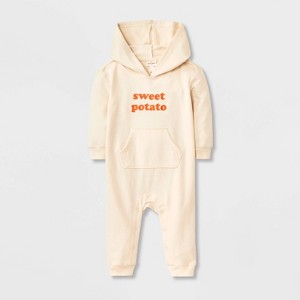 Baby Sweet Potato Hooded Romper - Cat & Jack™ Cream - 1 of 4