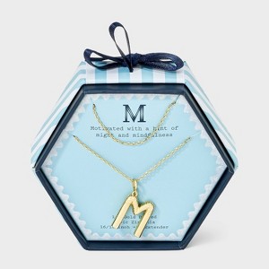 14K Gold Dipped Cubic Zirconia Duo Initial Multi-Strand Necklace - A New Day™ Gold - 1 of 4