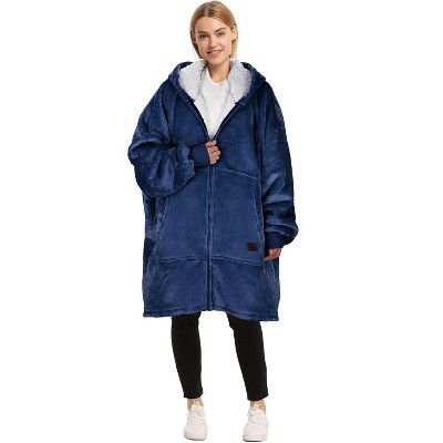Womens' Hoodie Zip Up Sweatshirt with Full Fleece Lined, Oversized Zip-Up Adult Blanket Hoodie Wearable for Womens Men - Catalonia