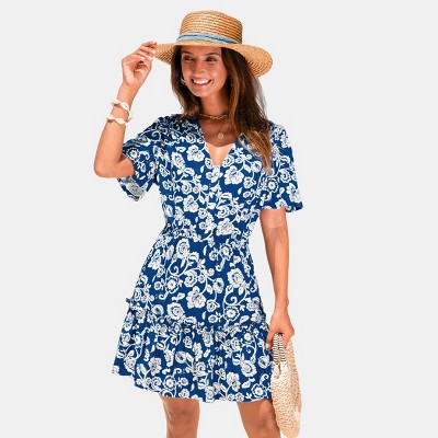 Women's Floral Print Button-Down Beach Dress - Cupshe