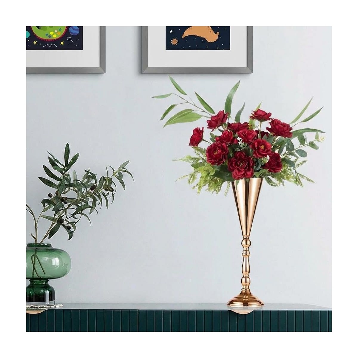 2 PCS Wedding Centerpieces Gold Vases, Metal Flower Trumpet Vase, Flower Stand Table Decoration for Wedding, Reception, Party, Anniversary - thumbnail 5