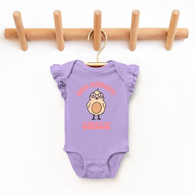 The Juniper Shop One Groovy Chick Baby Flutter Sleeve Bodysuit