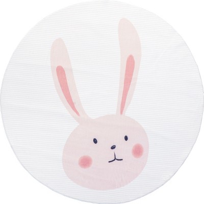 Image of Nuloom Crystal Graphic 4 Round Machine Washable Area Rug for Living Room Bedroom Dining Room Nursery Kitchen, Pale Pink/White