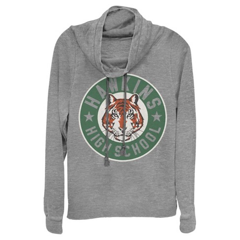 Men's Stranger Things Hawkins High School Tiger Mascot Pull Over Hoodie -  Athletic Heather - Large