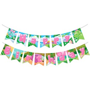 Treasures Gifted Girl Dinosaur Birthday Banner - Girl Dinosaur Party Supplies - 1 of 1