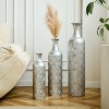 ORRD Set of 3 Silver Metal Floor Vases, Modern Wave Pattern Decor - Tall Cylinder Vases for Living Room, Office & Wedding Centerpiece - 4 of 4