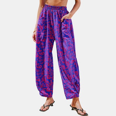 Women's Vibrant Floral Print Wide Leg Cover Up Pants - Cupshe