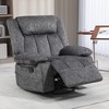 HOMCOM Swivel Rocker Chair, Fabric Upholstered Recliner Chair with Cushion, with Footrest, Side Pockets, Charcoal Gray - 2 of 4