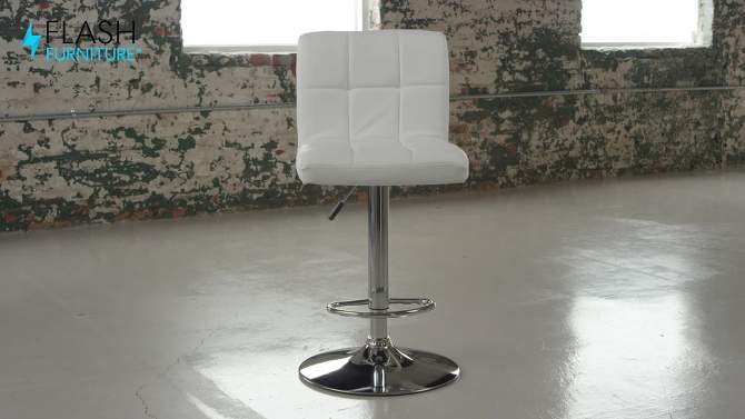 Flash Furniture Contemporary Quilted Vinyl Adjustable Height Barstool with Chrome Base, 2 of 12, play video