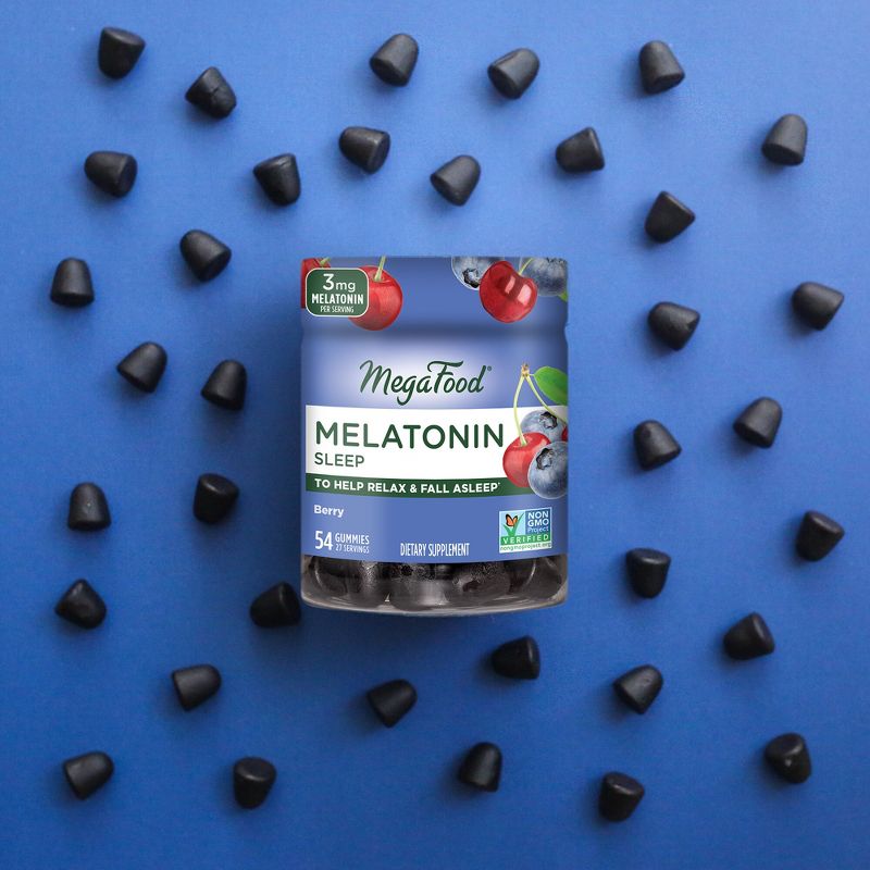 MegaFood 3mg Melatonin Gummies for Adults - Sleep Gummies - Berry - Vegan - 54ct, 5 of 9