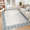 Modern Bordered Striped Runner Rug - Washable Stain Resistant Throw Carpet with Non-Slip Backing Low Pile Floor Cover for Hallway Laundry Bedroom - 3 of 4