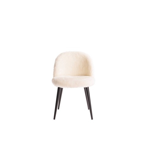 Cami Vanity Chair Cream Faux Fur, Vanity With Chair