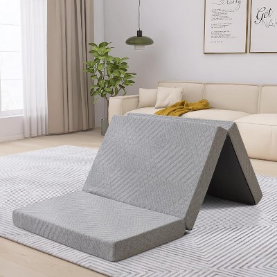 Lycvki Gray Single Tri Folding Mattress Memory Foam