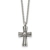 Chisel Stainless Steel Antiqued and Polished Cross Pendant on a 24.5" Cable Chain Necklace - 2 of 4