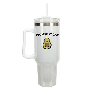 100 North Avo Great Day Smiley Avocado 40 oz. Stainless Steel, Large Water Bottle Coffee Mug, Spill & Leak Resistant, Thermal Travel Tumbler with - 1 of 1