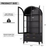 Fredees 70.9" Freestanding Arched Glass Display Cabinet with Color LED Motion Light, Tempered Doors, Storage Drawers for Home or Office - 2 of 4