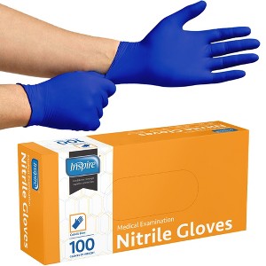 Inspire Nitrile Gloves | THE ORIGINAL Quality Stretch Nitrile Exam Cobalt Blue | Disposable Safety Gloves | 4.5 Gloves - 1 of 4