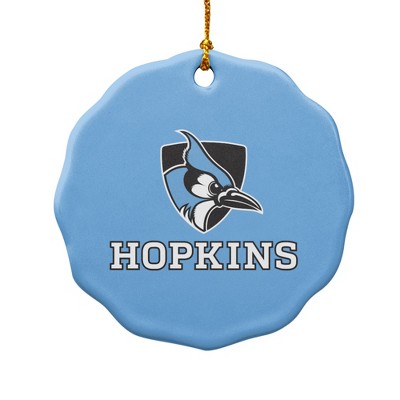 Johns Hopkins University Primary Logo Porcelain Scalloped Holiday Christmas Tree Ornament