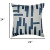 HomeRoots 24" Blue And Ivory Geometric Cotton And Viscose Throw Pillow with Embroidery - 3 of 4