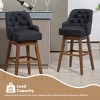 Bar Stools Counter Height Chairs Set Of 2 ,Kitchen Chairs 360 Degree Swivel Wood Legs,Dining Chairs Linen Fabric With Footrest-Cuddlewood - 3 of 4