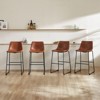 NicBex Set of 2 Bar Stools for Kitchen Island,Modern Counter Bar Stools with Metal Legs,Leather Bar Chairs for Dining Rooms,Kitchens,Brown/Black - 2 of 4
