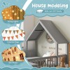 Sapphtopaz Wooden House Floor Bed Frame for Kids with Roof & Guardrails Double Platform Bed for Kids Bedroom, Playroom, Nursery - 3 of 4