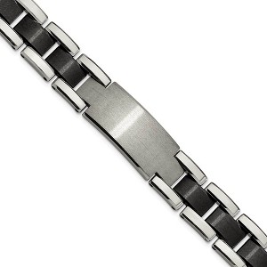 Black Bow Jewelry Mens 14mm Tungsten & Black Plated I.D. Panther Link Bracelet, 8.5 inch - 1 of 4
