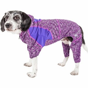 Pet Life (R) Active 'Downward Dog' Heathered Performance 4-Way Stretch Two-Toned Full Body Warm Up Hoodie - 1 of 4