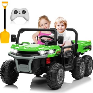 24V 2 Seater Ride on Car Dump Truck, 4WD Powerful Kids UTV w/2.4G Remote, 3 Adjustable Speed, Bluetooth Music, Spring Suspension - 1 of 4
