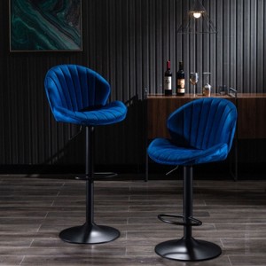 Blue two-piece bar stool, adjustable bar stool - 1 of 4