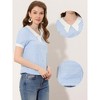 Allegra K Women's Bow Tie Contrast Color Textured Short Sleeve Top - 2 of 4