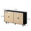 62.20" Particle Board and Rattan 4-Door Storage Cabinet with Solid Wood Legs, Adjustable Shelf, Elegant Design for Bedroom - 3 of 4