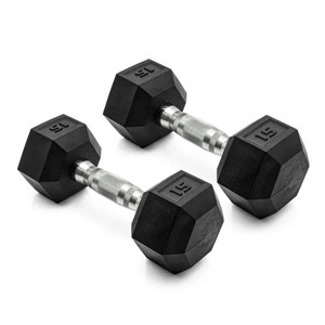 5lb 8lb 10lb 12lb 15lb Coated Rubber Hex Dumbbell, Pair of 2 - 1 of 4