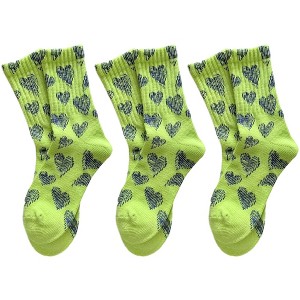 Anna-Kaci 3-Pair Soft Knit Crew Socks Set with Sweet Heart Pattern, Breathable Fabric and Everyday Essential Design - 1 of 3