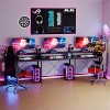 U Shaped Home Office Desk, Reversible L Shaped Gaming Computer Desk with Power Outlets,126 Inch Computer Desk with Monitor Stand （Black） - 2 of 4