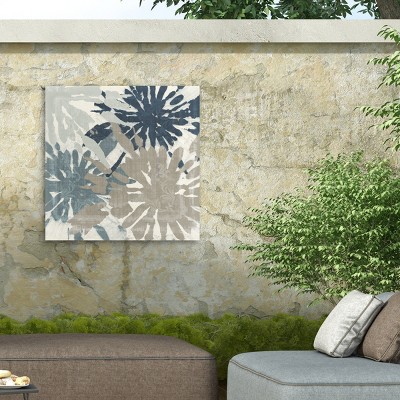 14x14 Blue and Beige Abstract Outdoor Canvas Wall Art