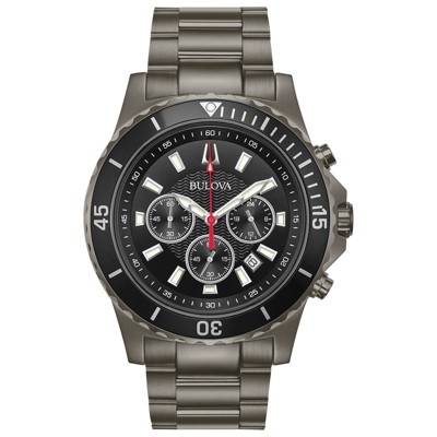 Bulova Men's Classic Sport Grey Ion Plated Stainless Steel 6-Hand Chronograph Quartz Watch