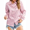 Leopard Stain Button Down Shirts for Women Roll Up Long Sleeve V Neck Casual Work Shirts - 2 of 4