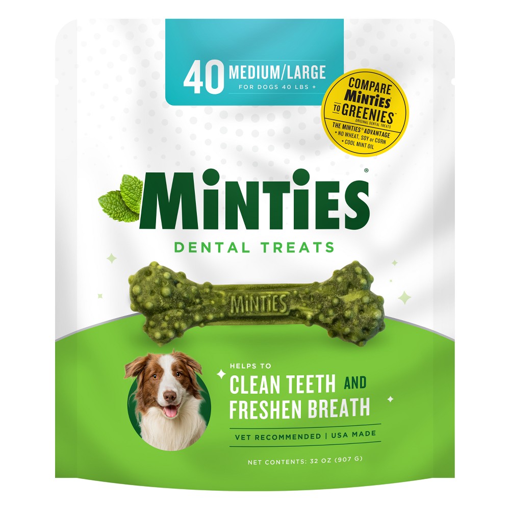 Photos - Dog Food VetIQ Minties - Dental in Peppermint Flavor Dog Treat - Medium/Large - 32o