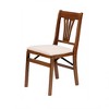 MECO Stakmore Urn Premium Solid Wood Dining Table Folding Chair Set with Fabric Padded Upholstered Seat, Fruitwood/Blush (2 Pack) - 3 of 4