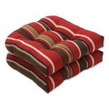 2 Piece Outdoor Chair Cushion Set - Brown/Red Stripe - Pillow Perfect