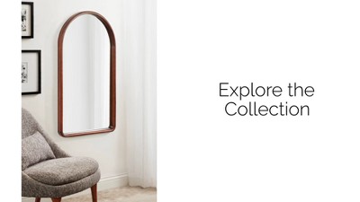 Natural Wood Scalloped Rectangular Vanity Wall Mirror 24x36