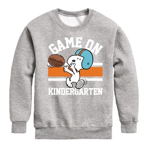 Boys' - Peanuts - Game On Kindergarten Graphic Long Sleeve Fleece Sweatshirt - 1 of 4