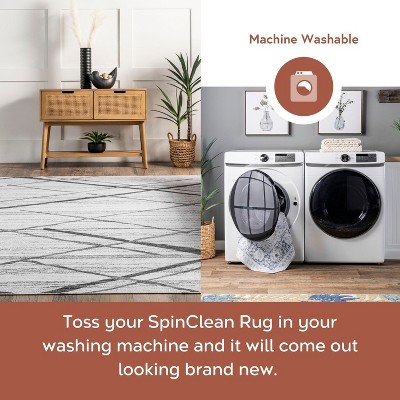 Gray Trellis Machine Washable Stain-Resistant Runner Rug